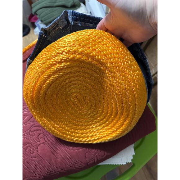 Cord and upcycled denim skirted bucket bag - Picture 5 of 5